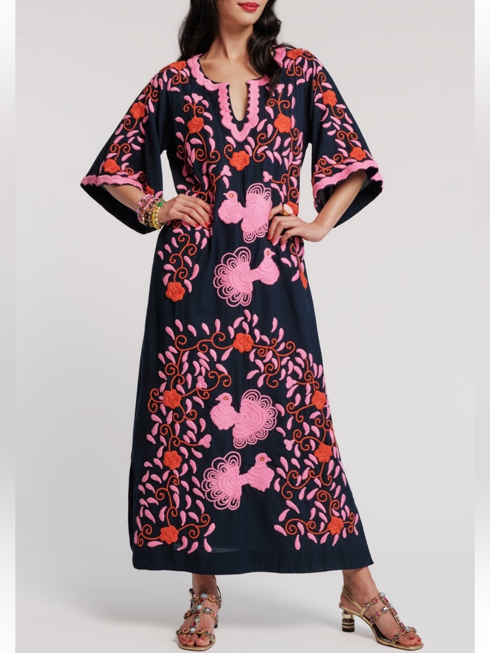 Frances Valentine Navy Caftan Dress NWT